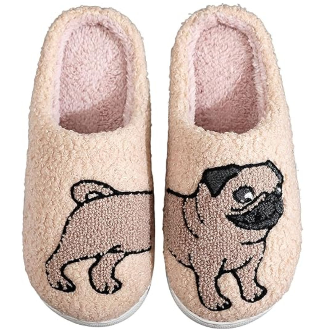 Pantuflas con bordado de perro