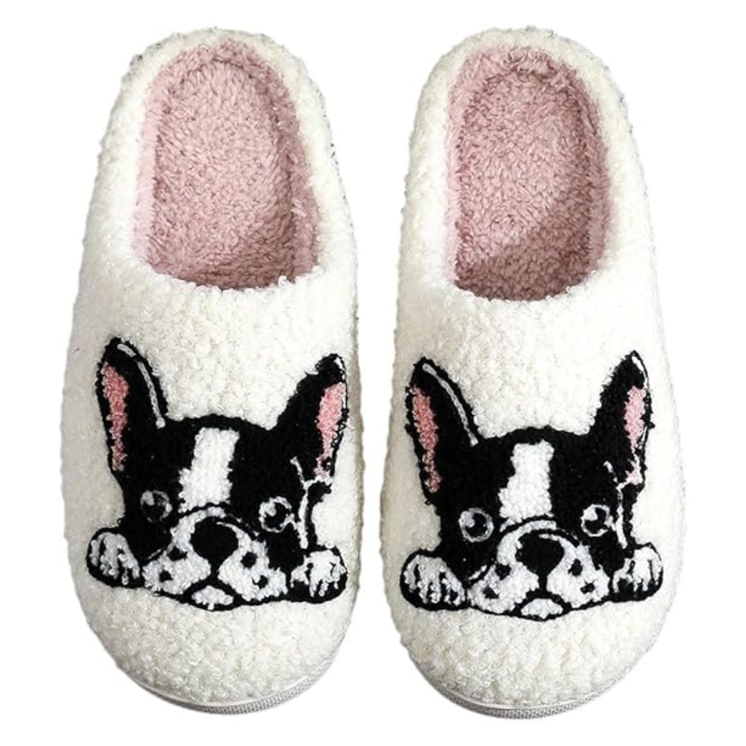 Pantuflas con bordado de perro