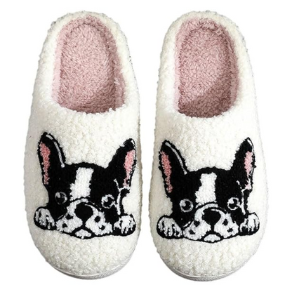 Pantuflas con bordado de perro