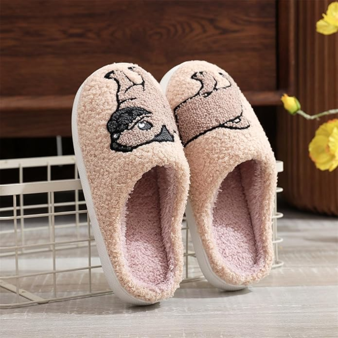 Pantuflas con bordado de perro