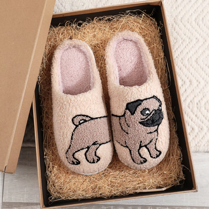 Pantuflas con bordado de perro